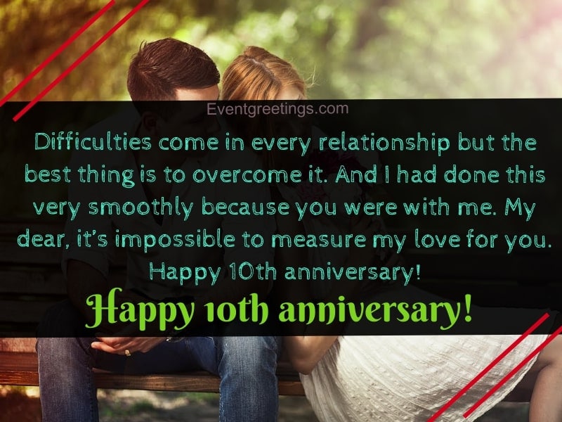 10th anniversary message for husband