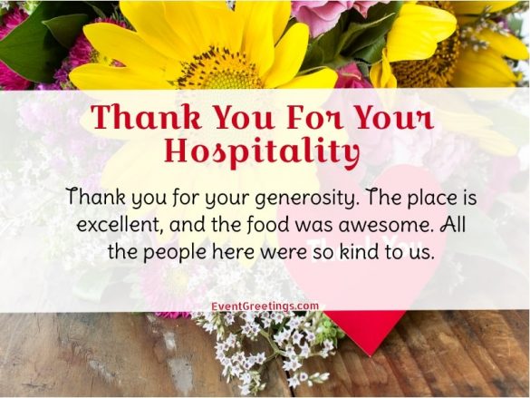 55 Amazing Thank You For Your Hospitality Messages Events Greetings   Thank You Note For Hospitality 3 585x439 