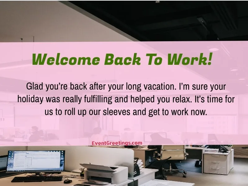welcome back to work message